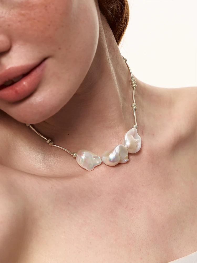 Simple Natural Baroque Pearl Necklace