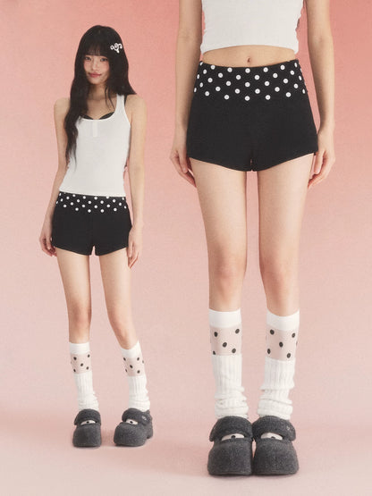 Polka Dot Fold Waist Shorts