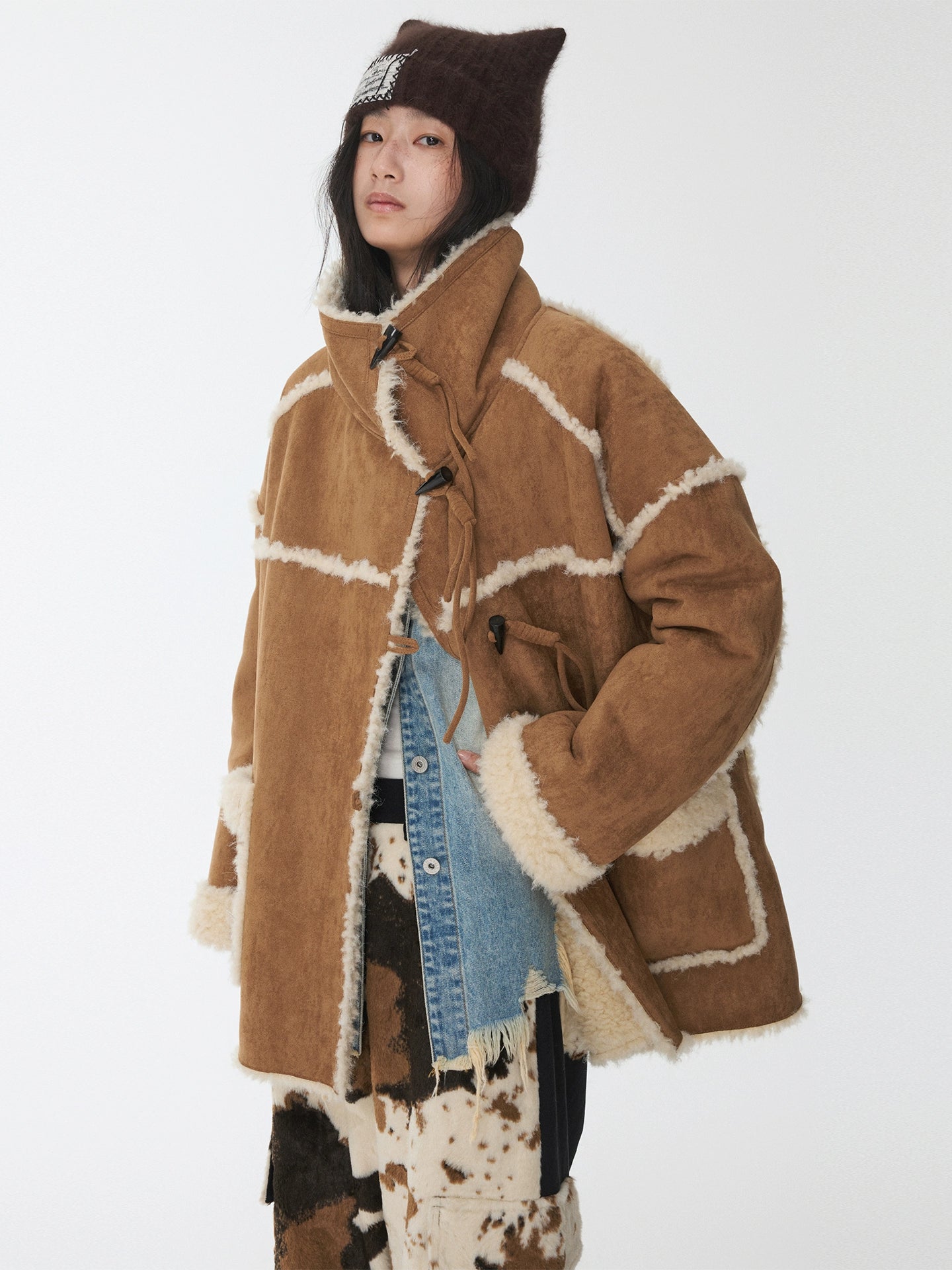 Reversible Shearling Toggle Jacket