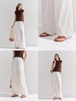 Eyelet Drawstring Wide-Leg Pants