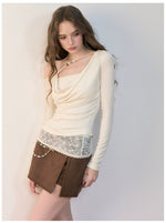 Asymmetric Beaded Drape T-shirt