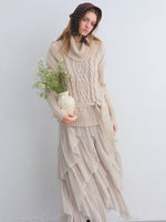 Cable Knit Mock Two-Piece Turtleneck Sweater