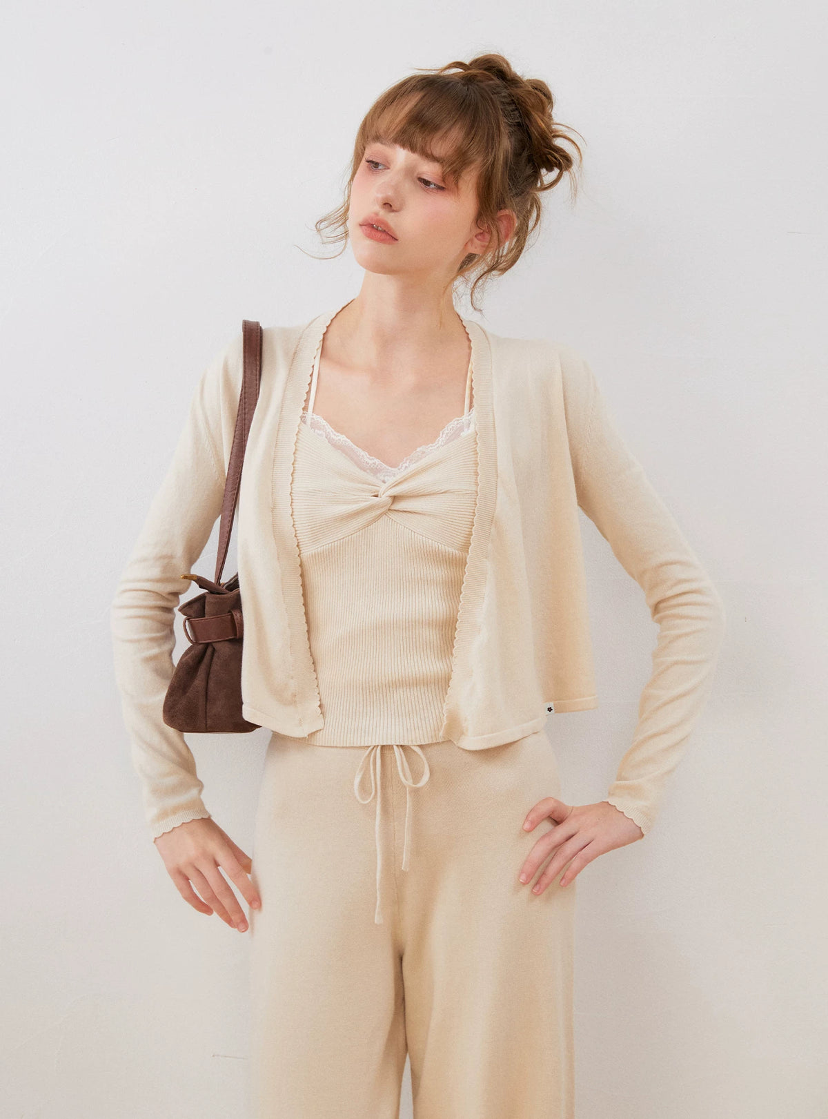 Knotted Wave Trim Knit Set