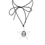 Whimsical Dog Star Pendant Leather Necklace