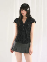 Black Polka Dot Tie Top