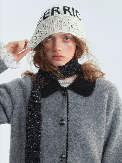 Loop‑Fleece Small Lapel Cardigan