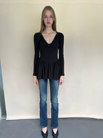 Lace Panel V-Neck Top
