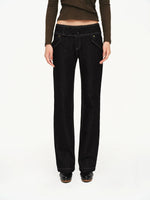 Multi Button Contrast Stitch Jeans