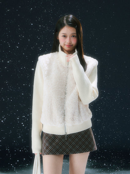 Apricot Faux Two-piece Knit Cardigan