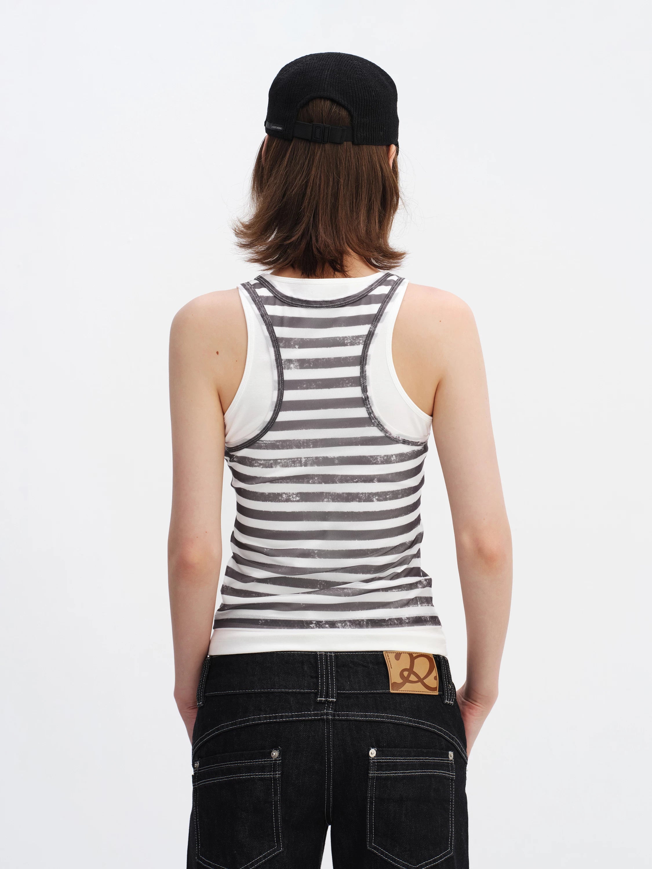 Striped Letter Print Tank