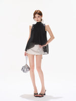 Embroidered Satin Skort