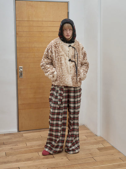 Fawn Pattern Printed Rex Rabbit Fur Jacket