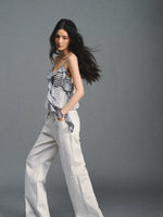 Navy Mesh Spliced Camisole Top