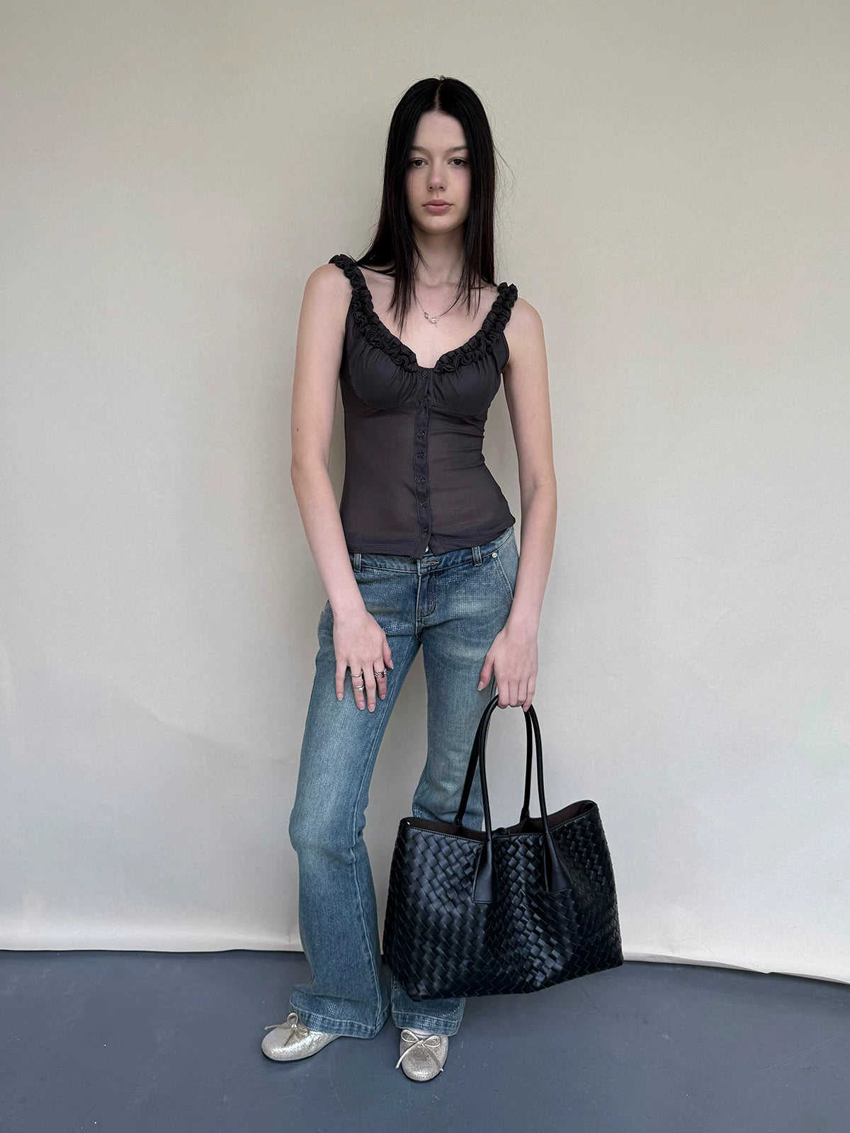 Acetate Lace Trim Cardigan Camisole
