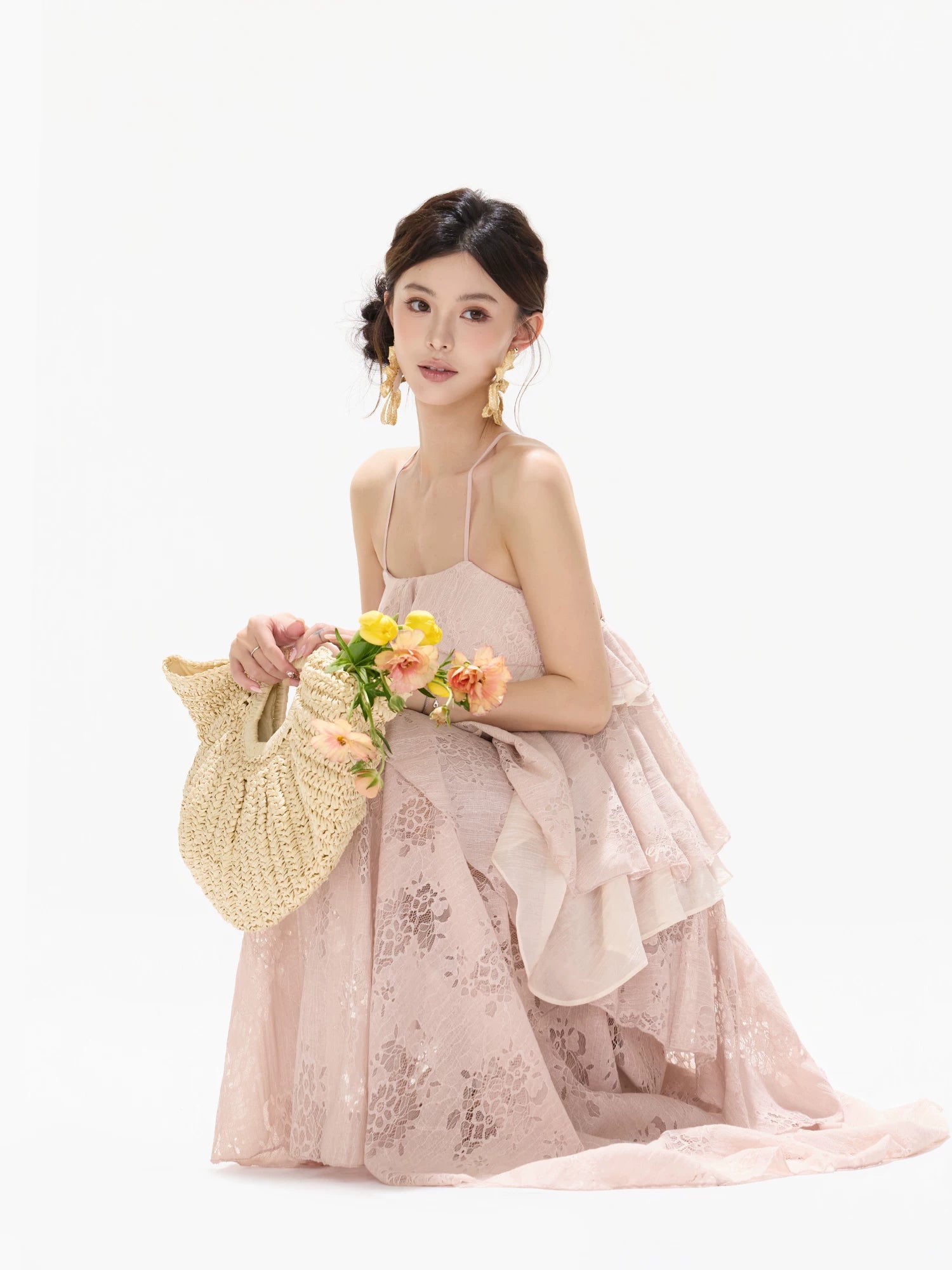 Chiffon Ruffle Maxi Dress
