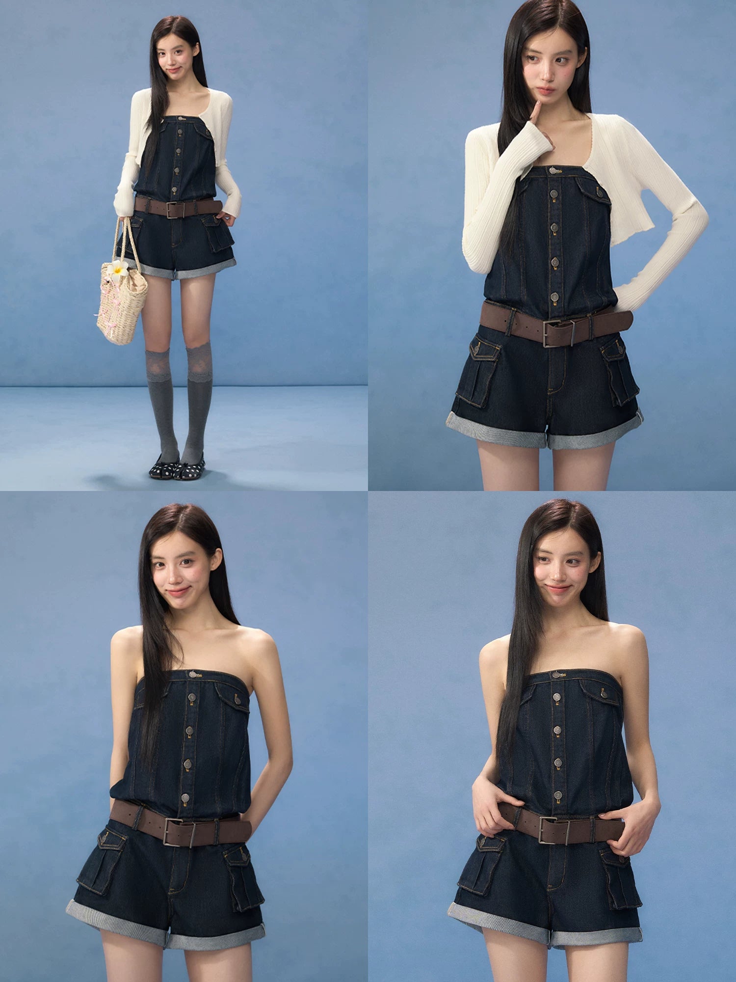 Vintage Denim Strapless Jumpsuit