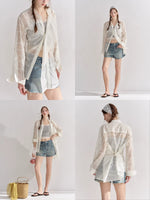 Embroidered Eyelet Cover-Up Shirt