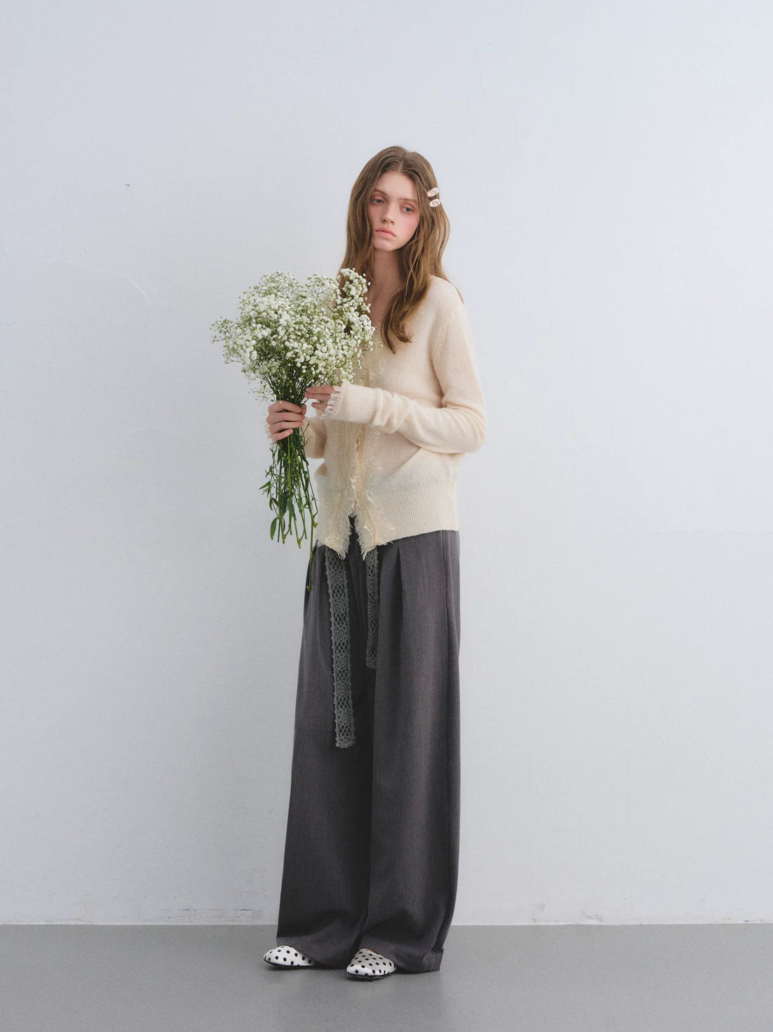 Crochet Belt Pleated Trousers