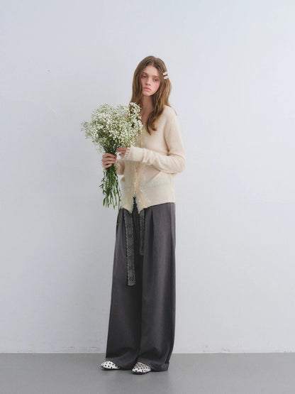 Crochet Belt Pleated Trousers