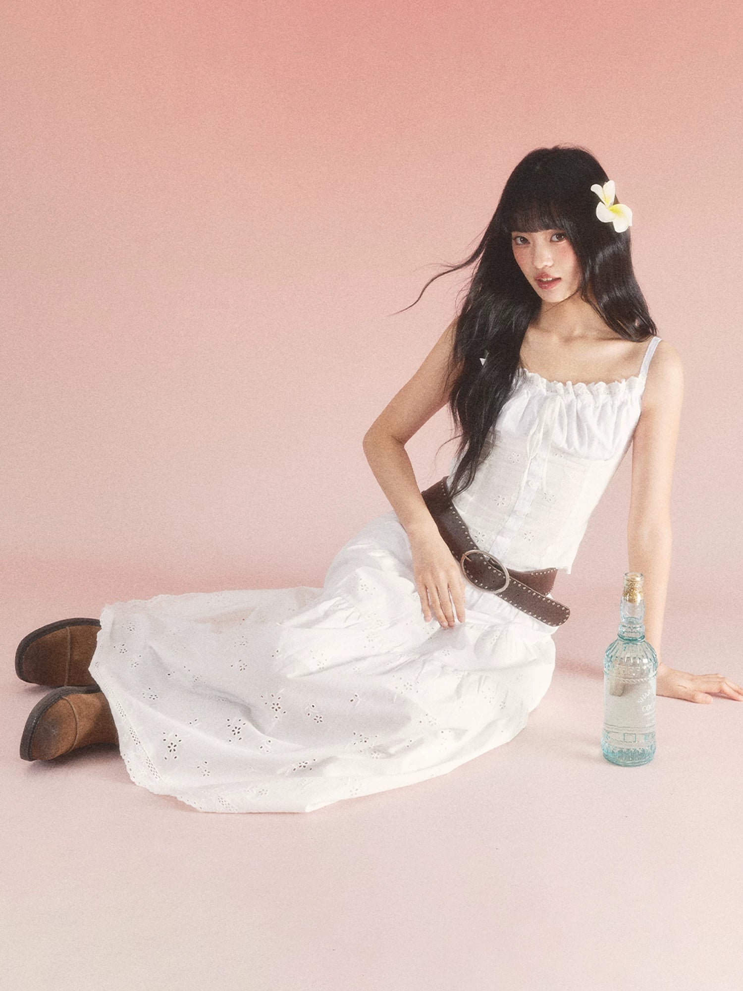 White Jacquard A-line Skirt