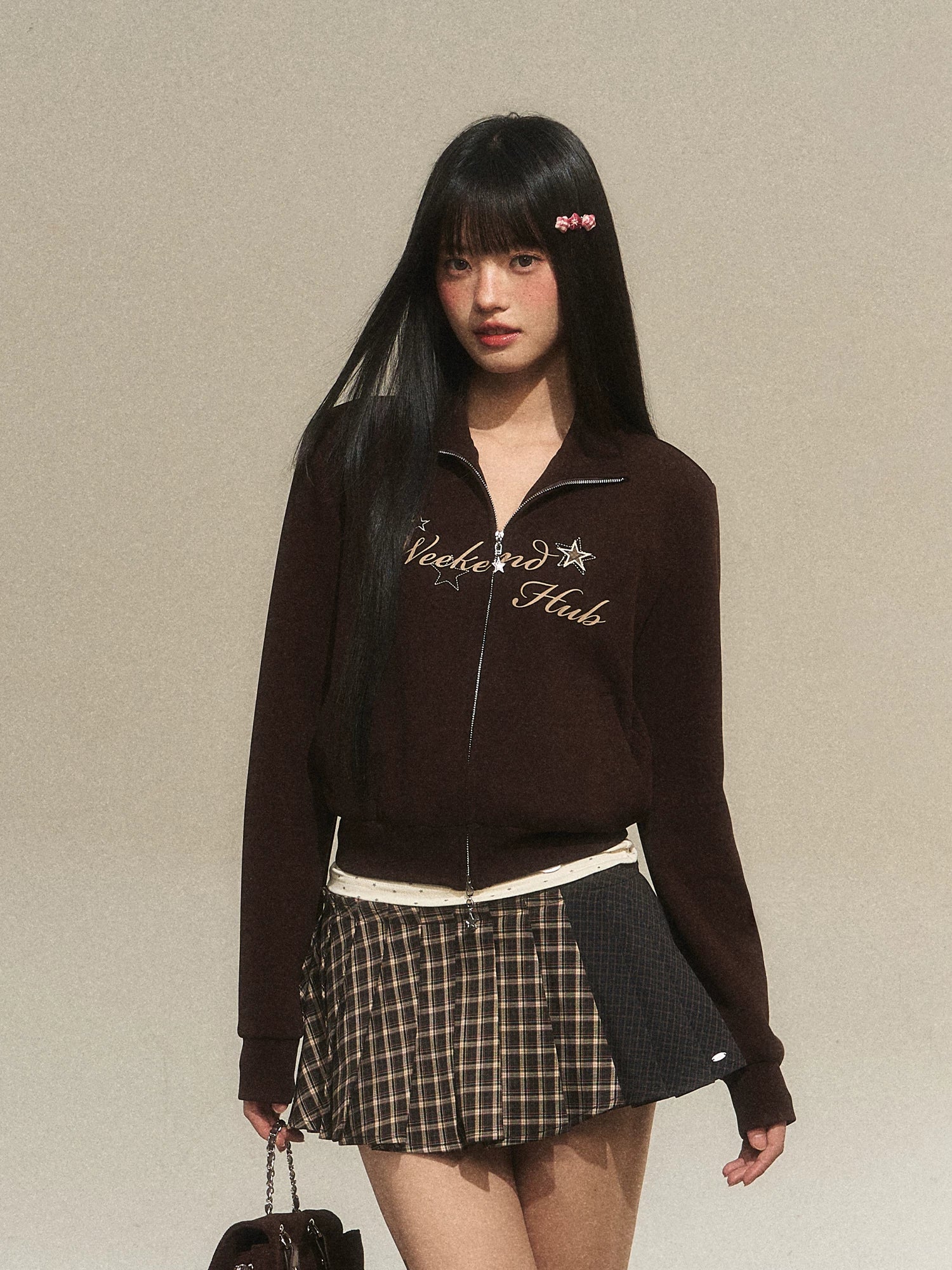 Vintage Letter Zip Sweatshirt