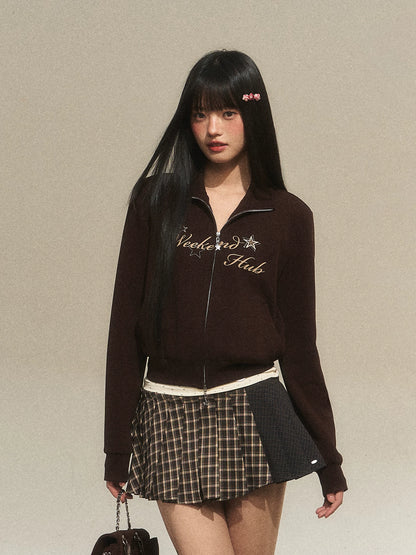 Vintage Letter Zip Sweatshirt