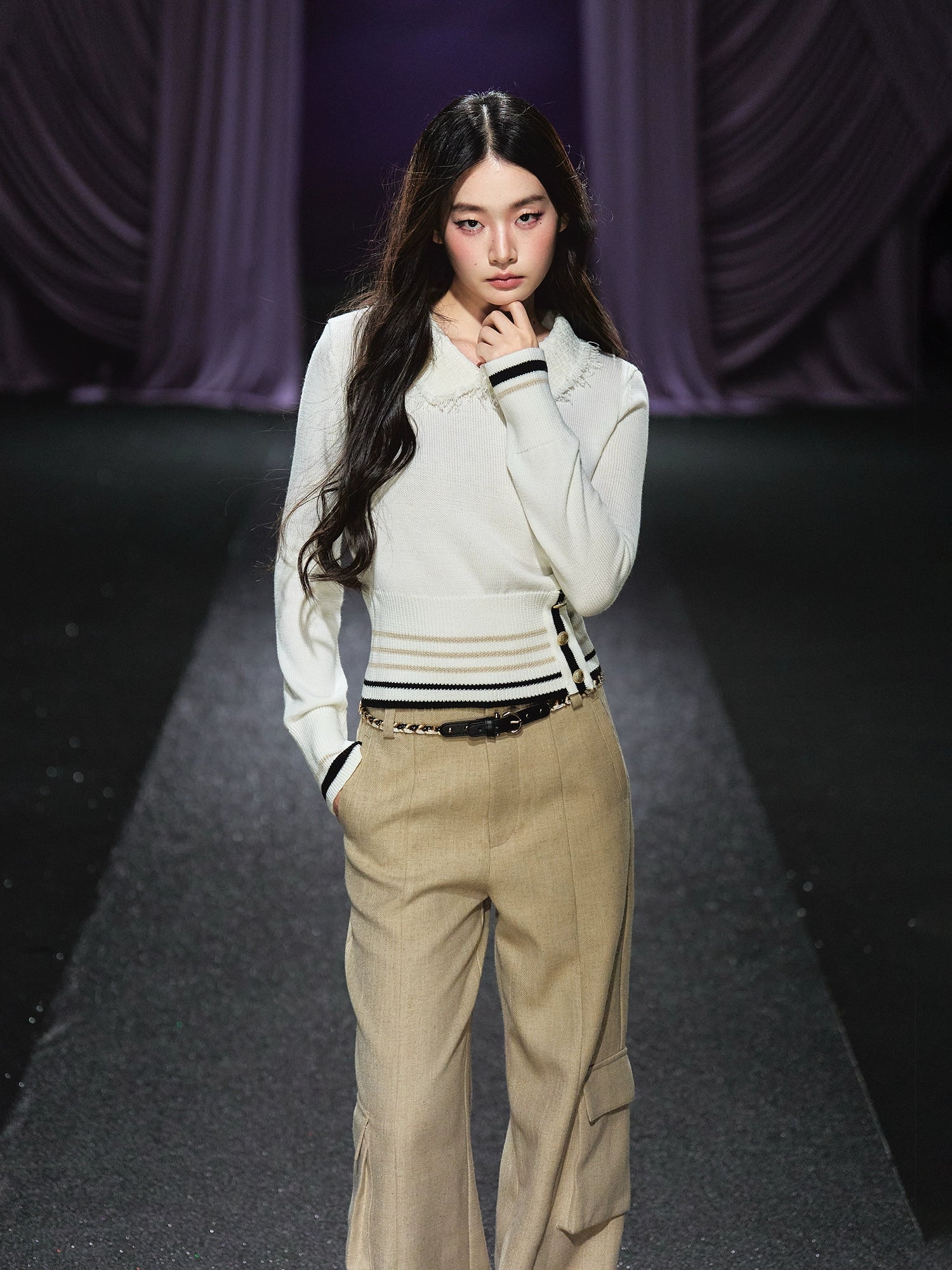 Peter Pan Collar Stripe Sweater