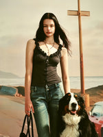 Acetate Lace Trim Cardigan Camisole