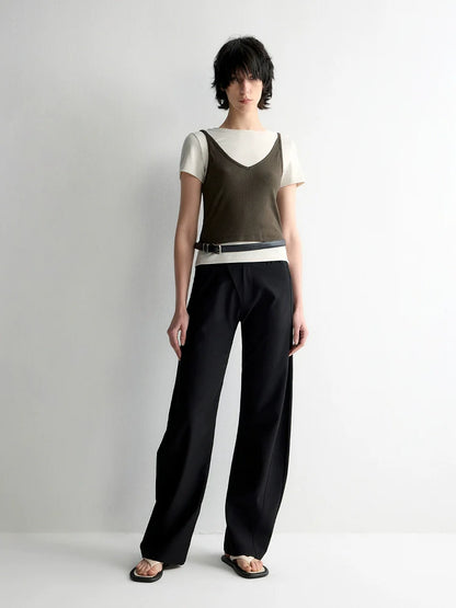Cross-Design Low-Waisted Casual Pants