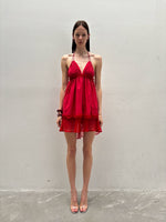Red Layered Puff Dress