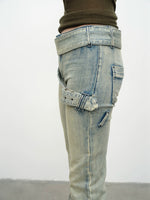 Double Waist Flared Denim Pants