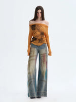 Hand-Painted Straight Denim Pants