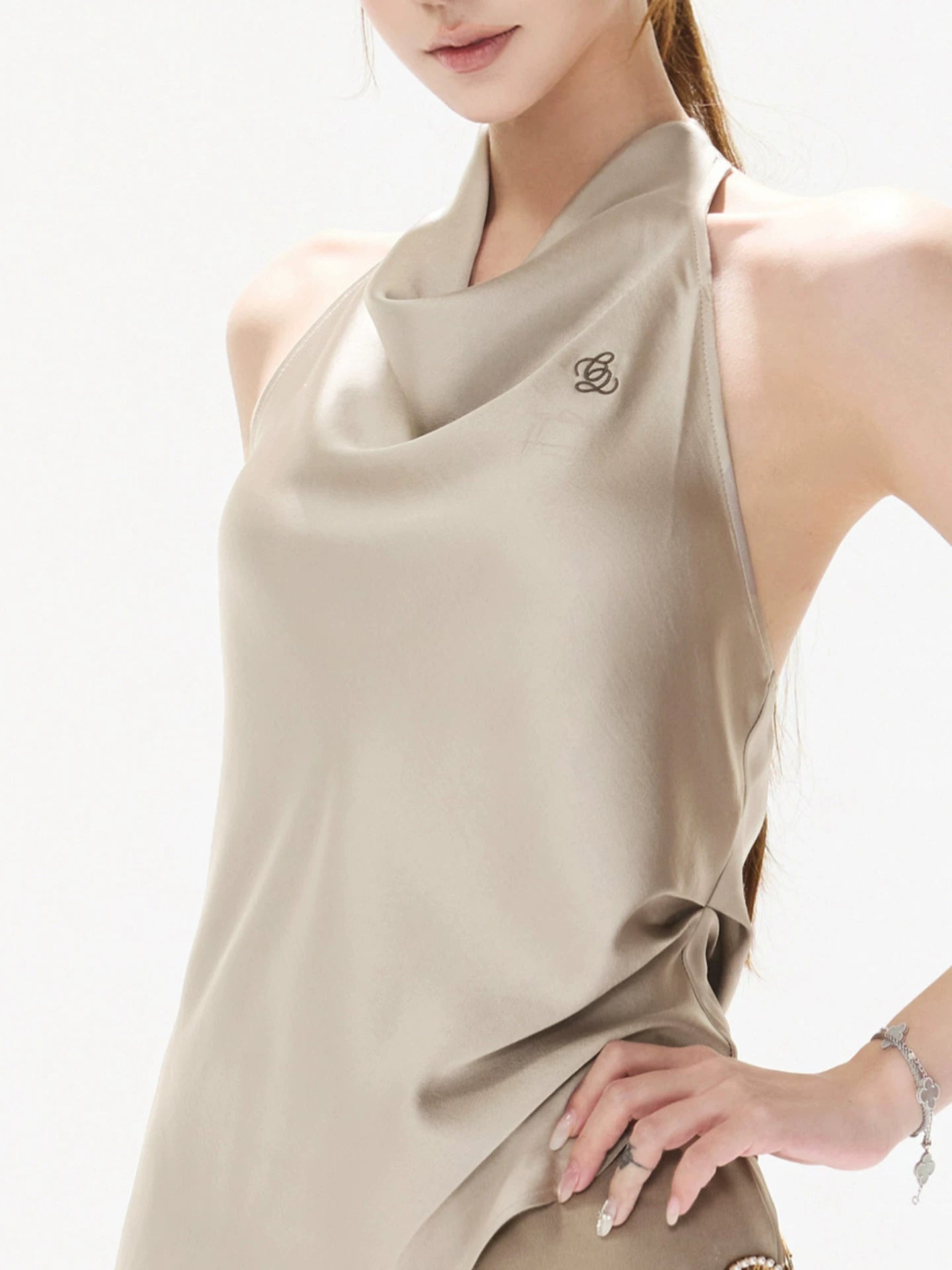 Satin Cowl Neck Top