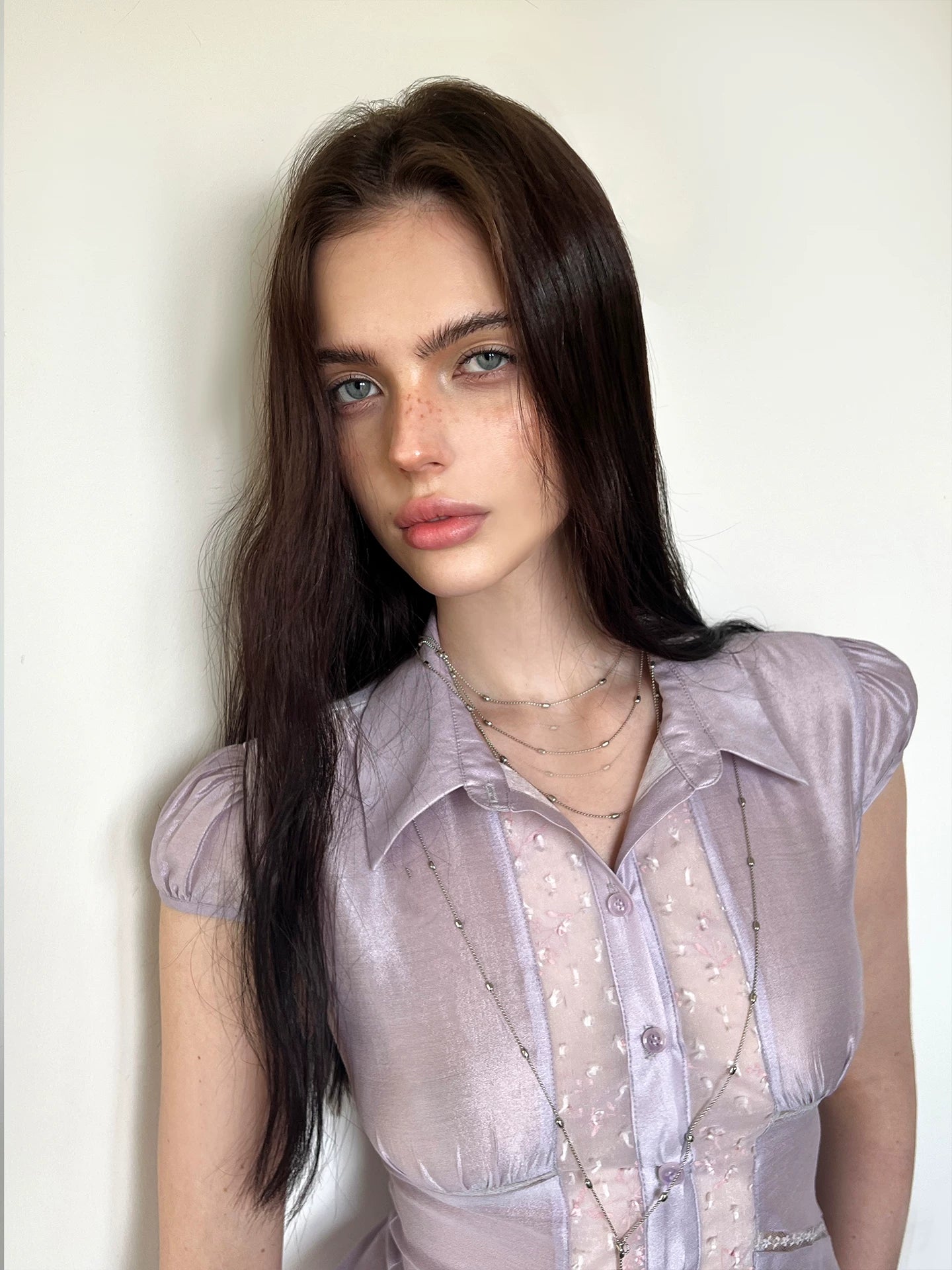 Acetate Sheer Shirt &amp; Skirt Set