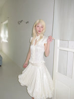 Ruffled Stand Collar Short Sleeve Top
