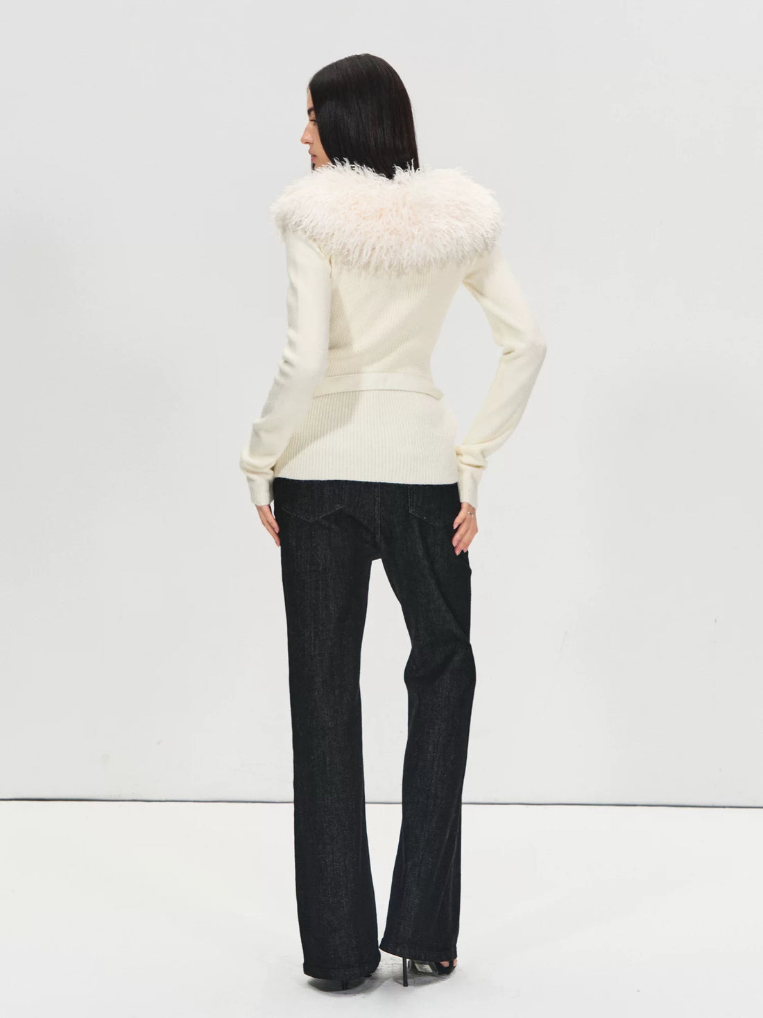 High-Waist Raw Denim Flare Jeans