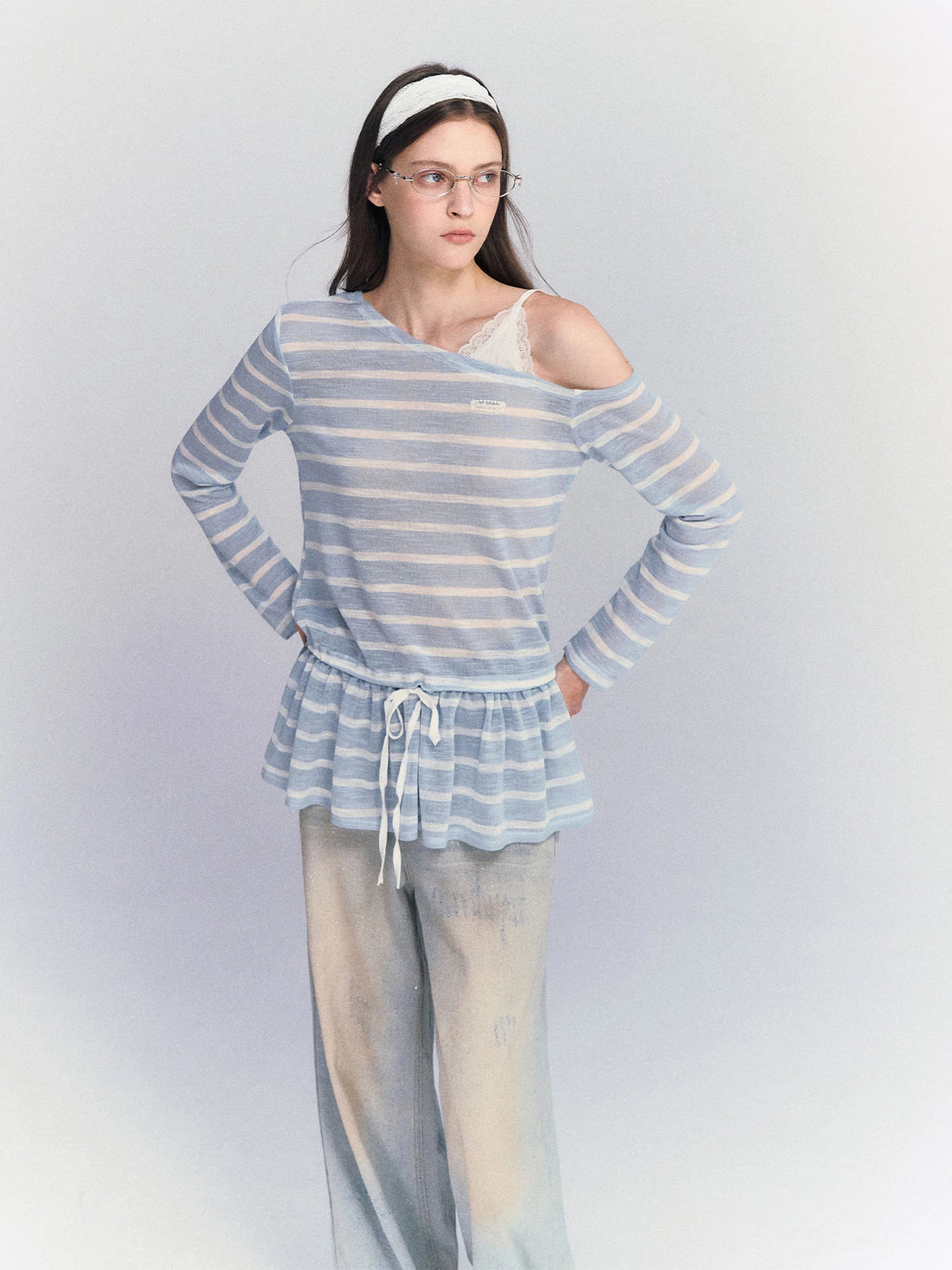 Lace Strap Stripe Top