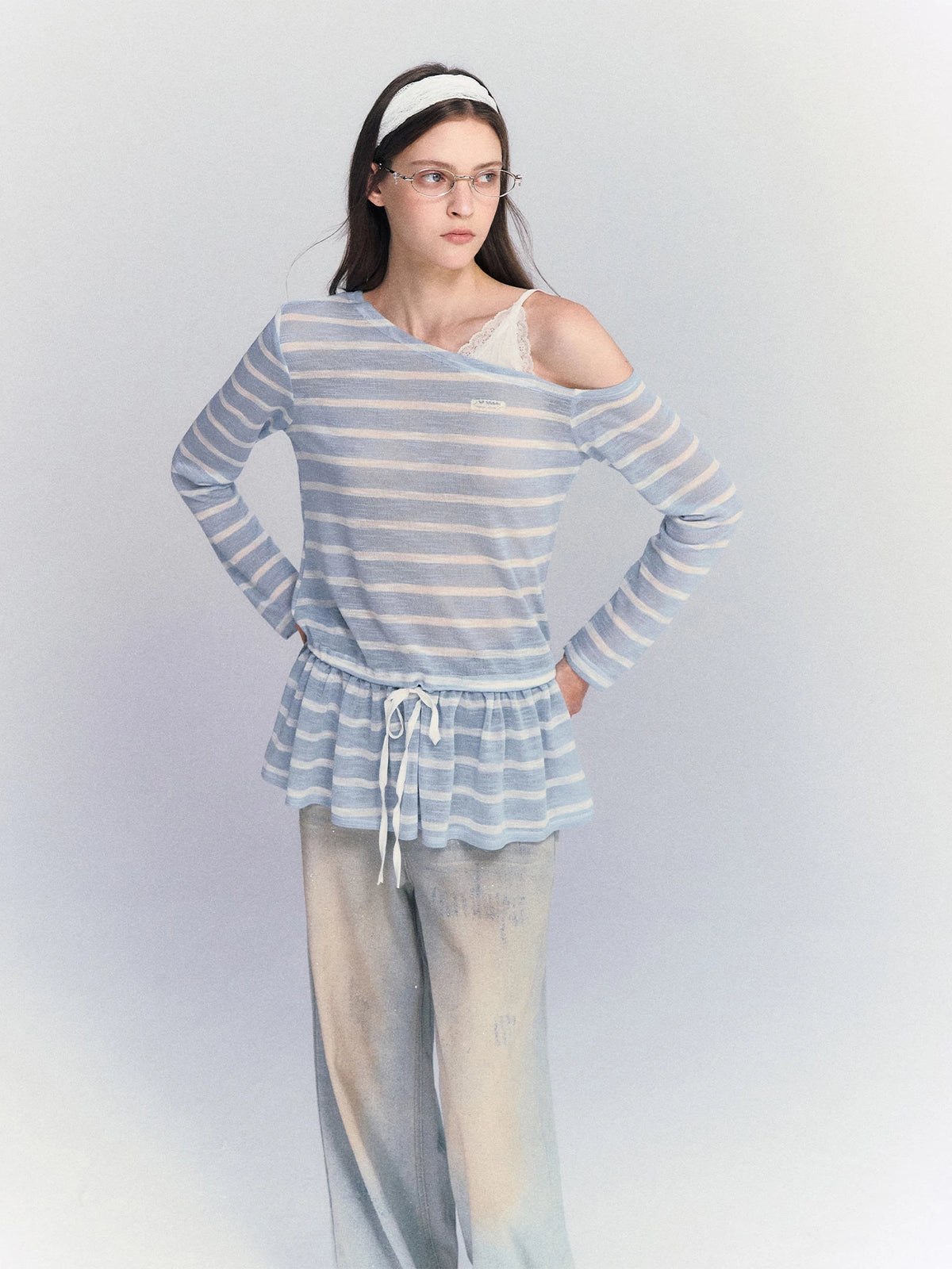 Lace Strap Stripe Top