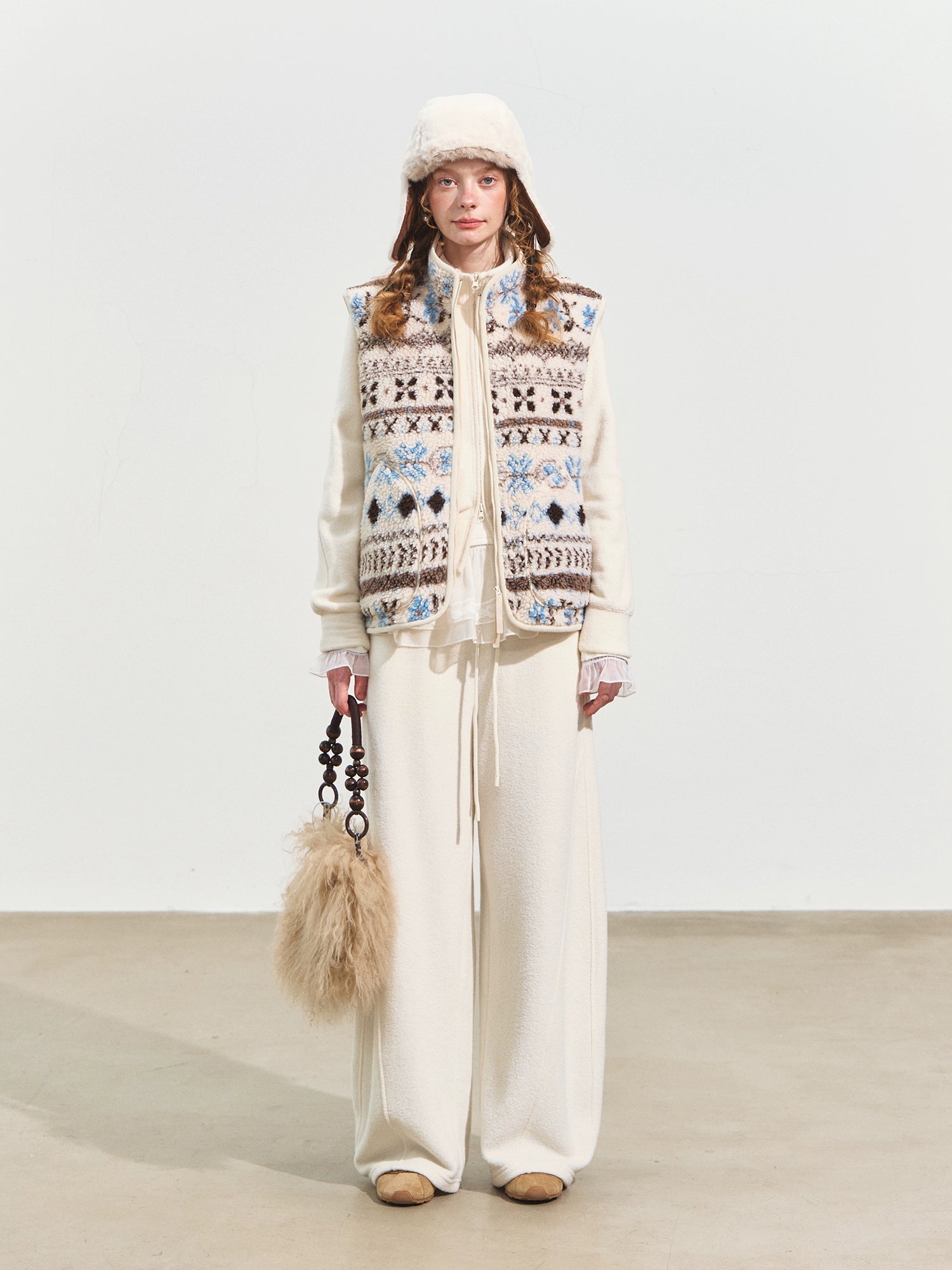 Fair Isle Patterned Fleece Vest
