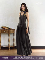 Ruched Waist A-Line Knit Slip Dress