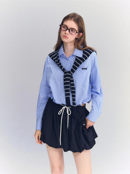 Striped Drawstring Shirt Set