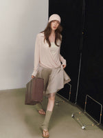 Silk Cross V-neck Knit Top