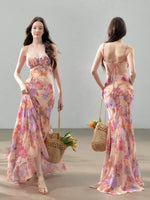 Printed Chiffon Fishtail Dress