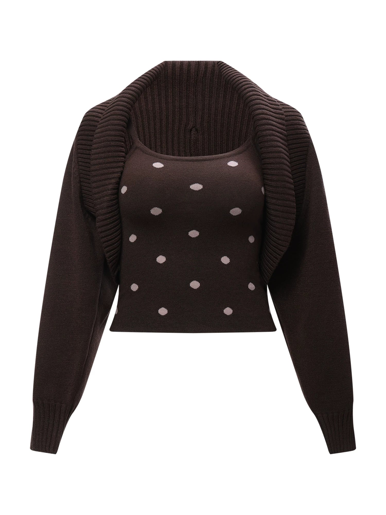 Polka Dot Cardigan Two-Piece Set