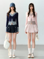 Lyocell Layered Stripe Hooded Top