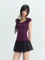 Lace Patchwork Purple Tee