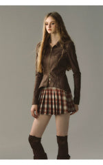 Coffee Metal Zipper Shirt