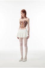 White & Black Lace Edge Mini Skirt