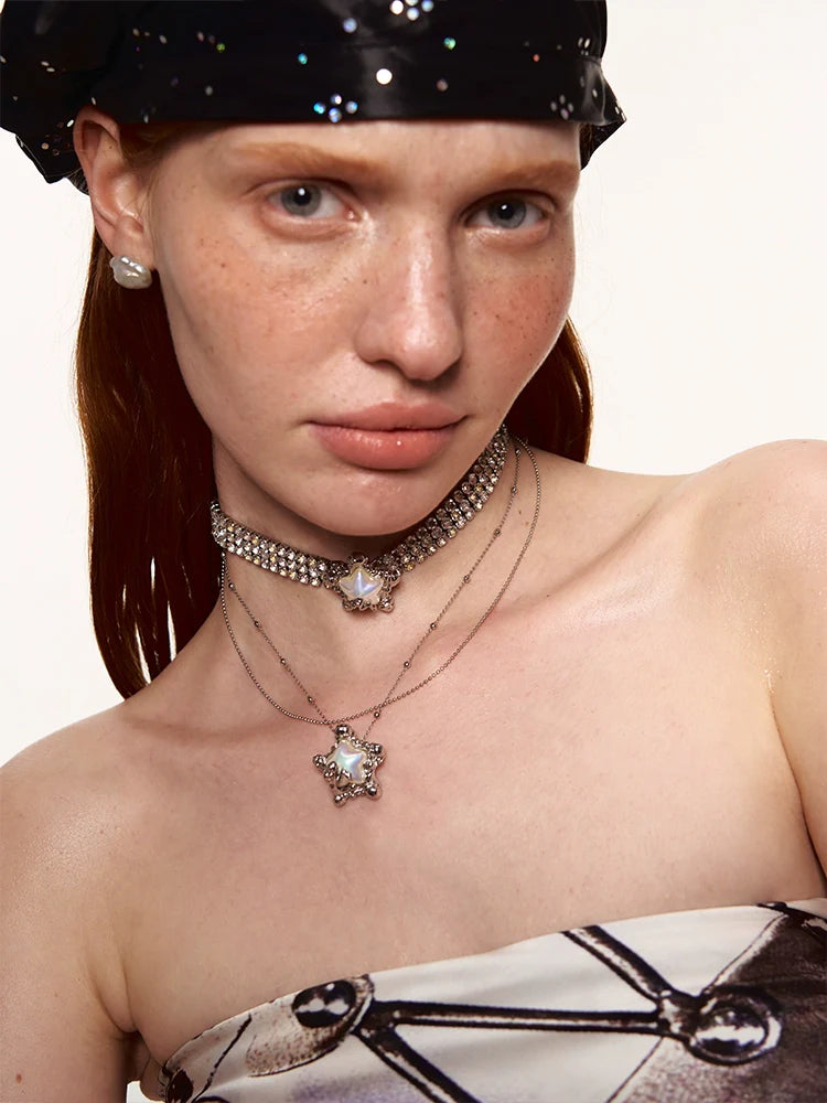 Diamond Pearl Starfish choker
