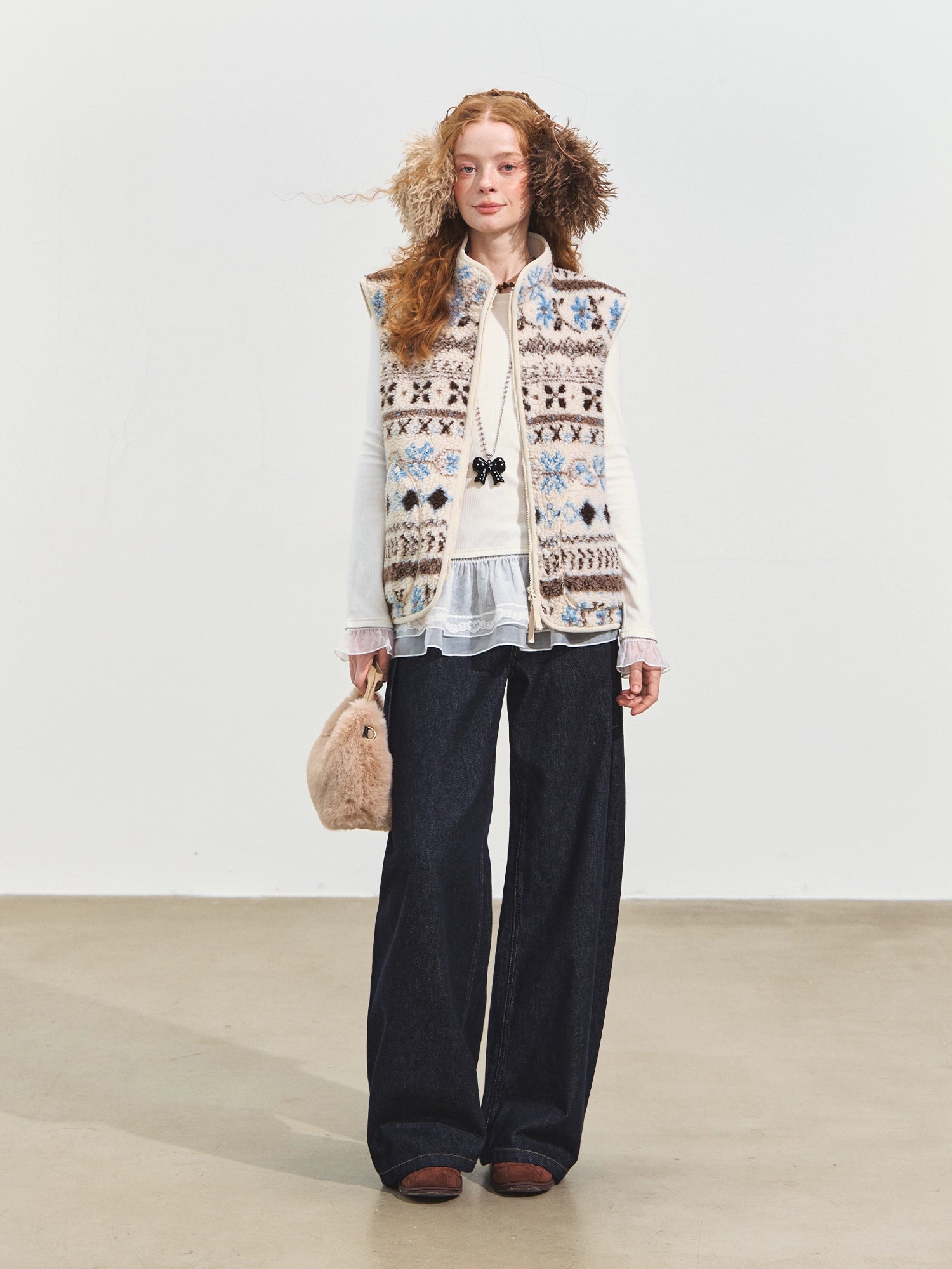 Fair Isle Patterned Fleece Vest